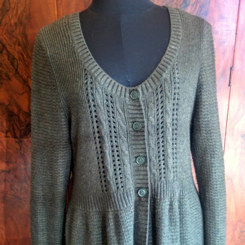 Caslon olive long cardigan size L